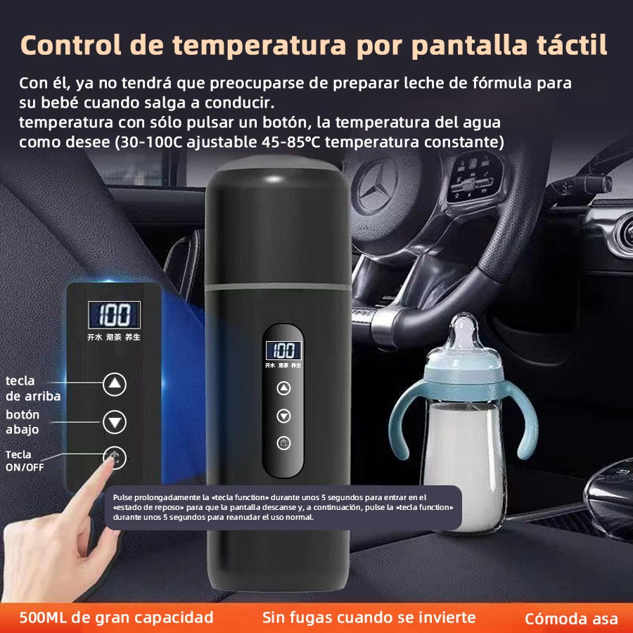 Electric Kettle 12V24V Portable Car Heating Cup 500ml Travel Heating Touch Screen Intelligent Adjustable Temperature Thermal Cup