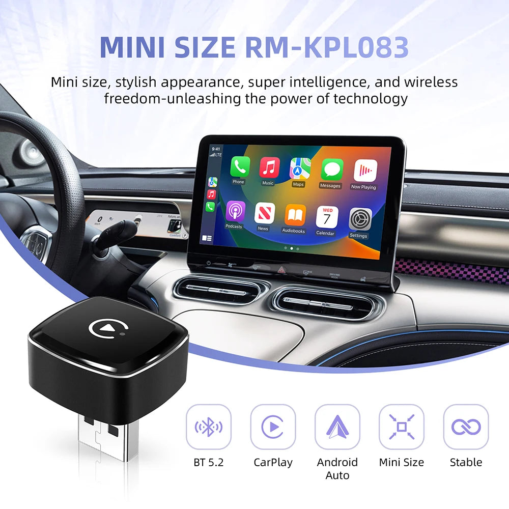 Smallest LEXXSON Wireless CarPlay Adapter MINI Ultra Android Auto Box USB Dongle Plug and Play for OEM Car Seamless Connection