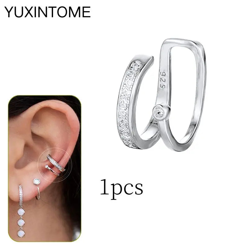 1PC Punk Ear Cuff Plated 24K Gold/925 Silver Conch Clip Earrings For Women Climbers No Piercing Fake Cartilage Earrings