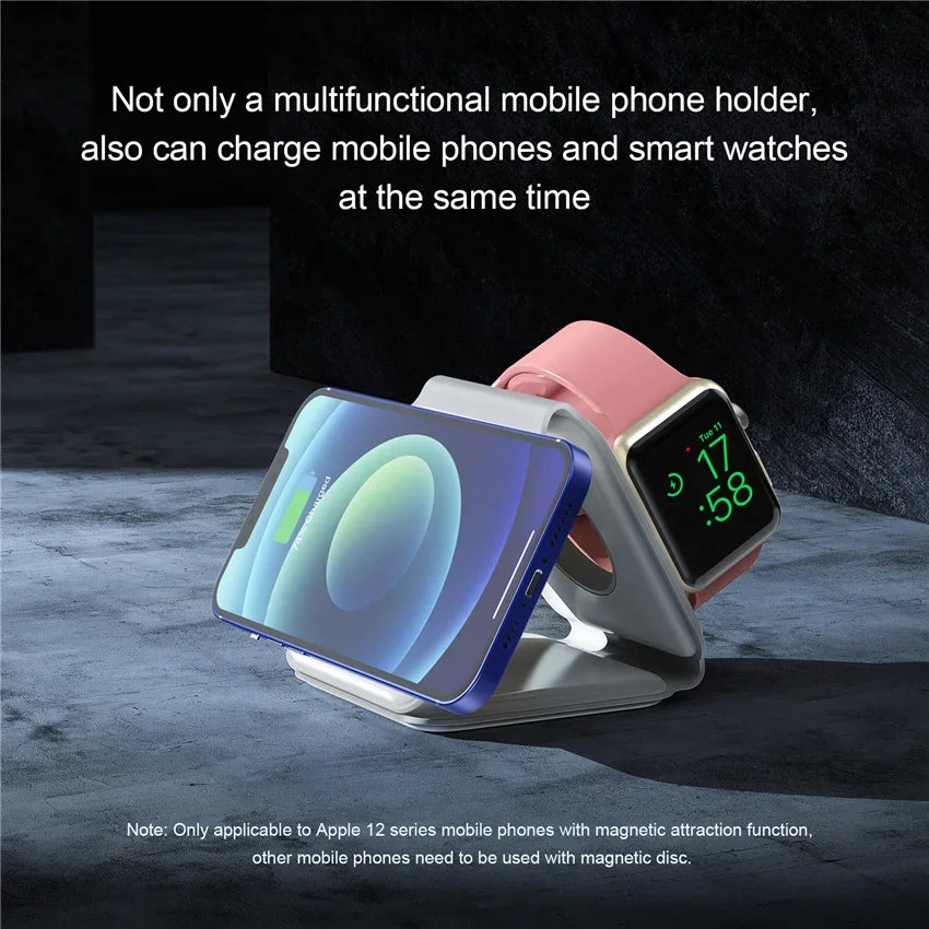 3 in 1 Wireless Charging Station for Apple MagSafe Charger, Foldable Magnetic Travel Charger for iPhone Apple Watch AirPods Pro