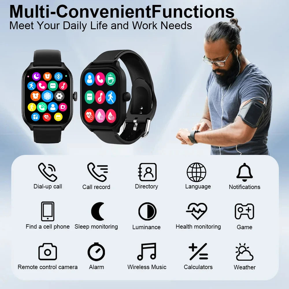 Smart Watch 2026 Men Women Full Touch Screen Sport Fitness Smartwatch Bluetooth For Android IOS Passometer Information Display