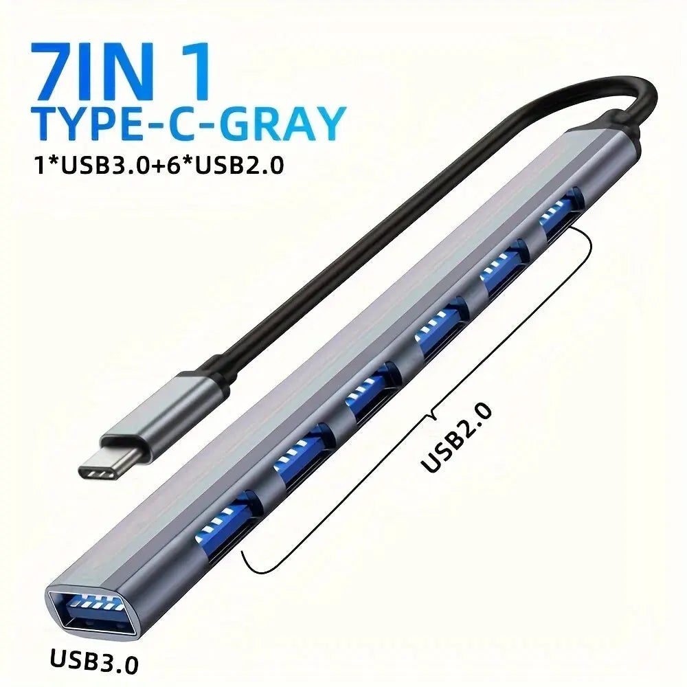 USB 3.0 Hub Type-C to 7 Port USB HUB USB3.0 Adapter Multi Splitter High Speed 5Gbps With USB C For Macbook PC Laptop Accessories