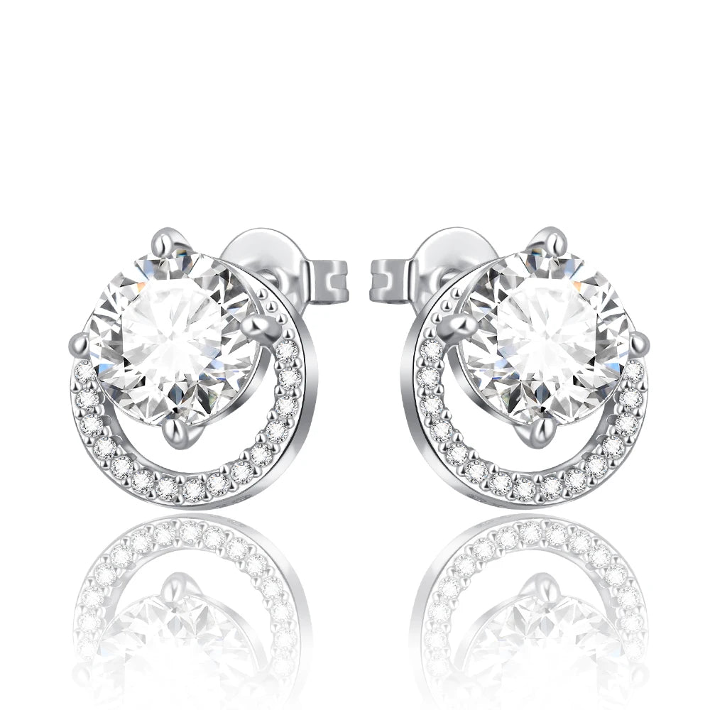 925 Sterling Silver 2026 New Earrings Sparkling Zircon Studs, 3 Color Gold/Rose Gold/Silver Fashion Accessory For Daily Use