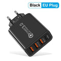 Total 48W Multi-Port USB PD Wall Charger Adapter for Xiaomi iPhone 13/12 Samsung Mobile Phone Plug-In Charging