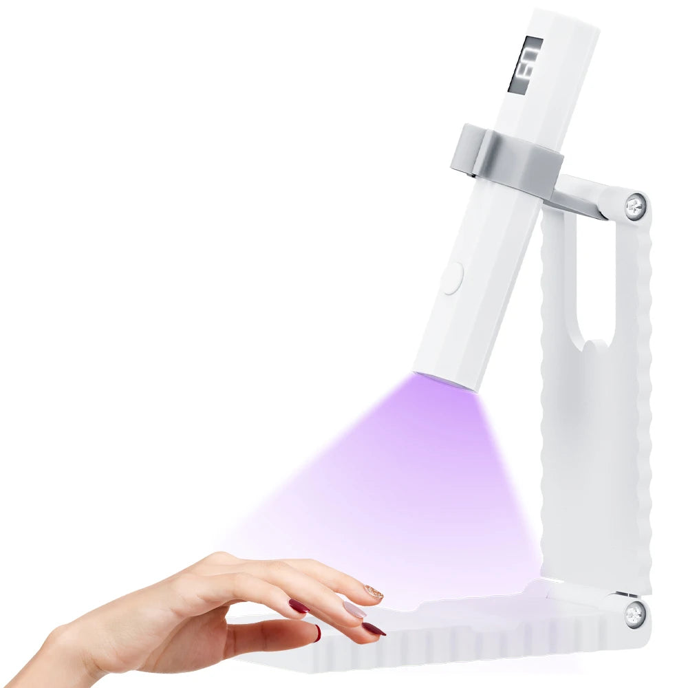Mini UV Nail Light - Timers & Adjustable Stand, Handheld Nail Lamp for Gel Nails, Rechargeable Nail Dryer Flash Curing for Glue