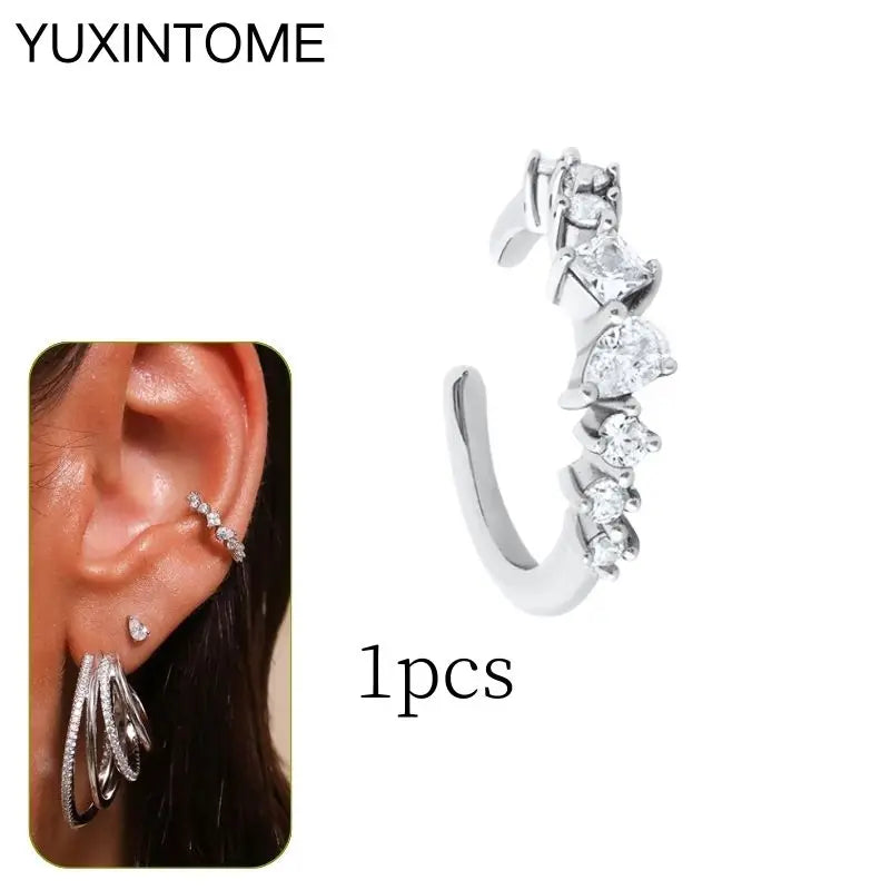 1PC Punk Ear Cuff Plated 24K Gold/925 Silver Conch Clip Earrings For Women Climbers No Piercing Fake Cartilage Earrings