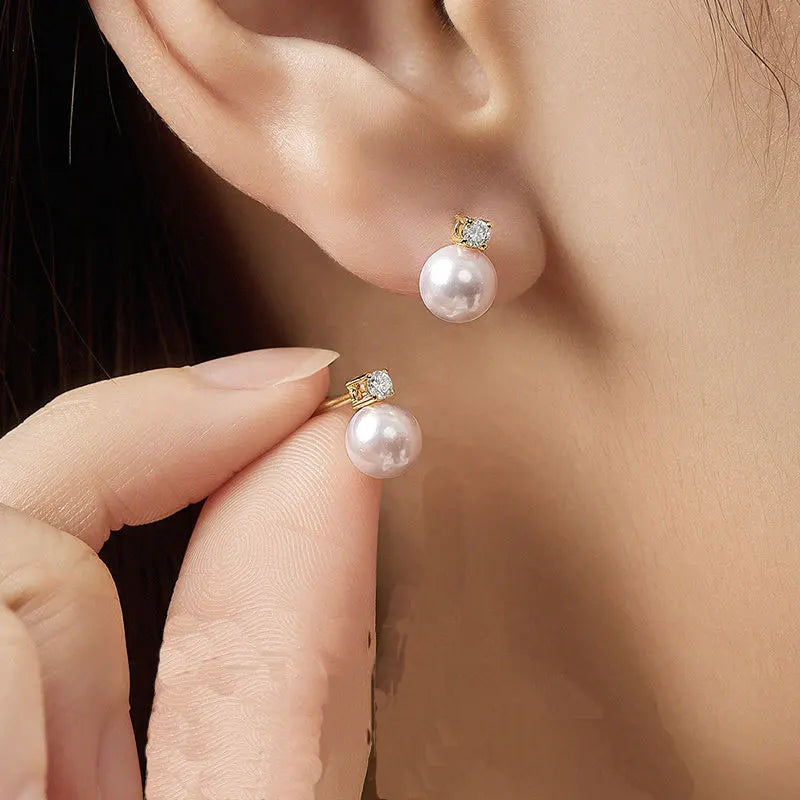 Senlissi-New Fashion 6A Lofty 8-12mm Freshwater Pearl Stud 18k Earrings for Women S925 Sterling Silver Jewelry Girlfriend Gifts