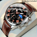 Casual men's quartz watch, fashionable business PU leather watch bracelet combination, suitable for daily use or gift gifts