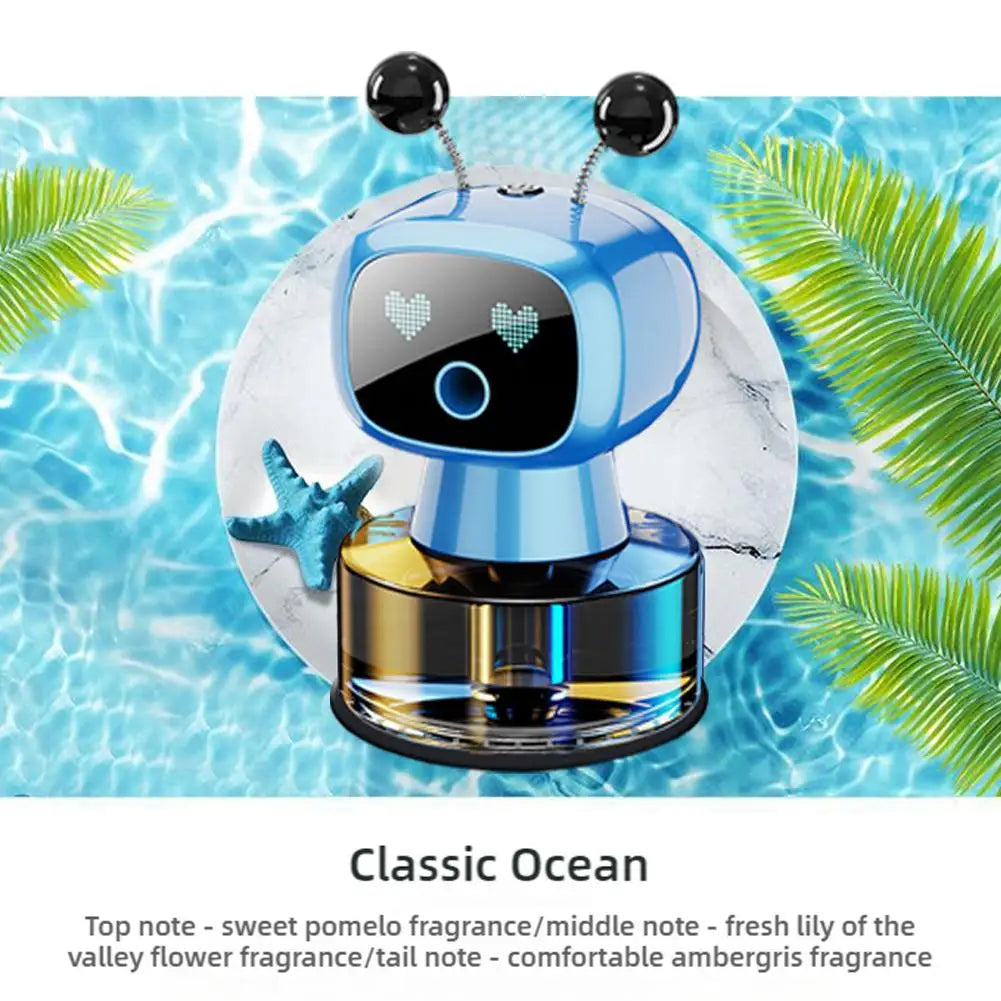 Smart Car Air Freshener AI Rechargeable Car Aroma Diffuser Smart Eyes 4 Levels Of Adjustable Intelligent Car Diffuser Gift