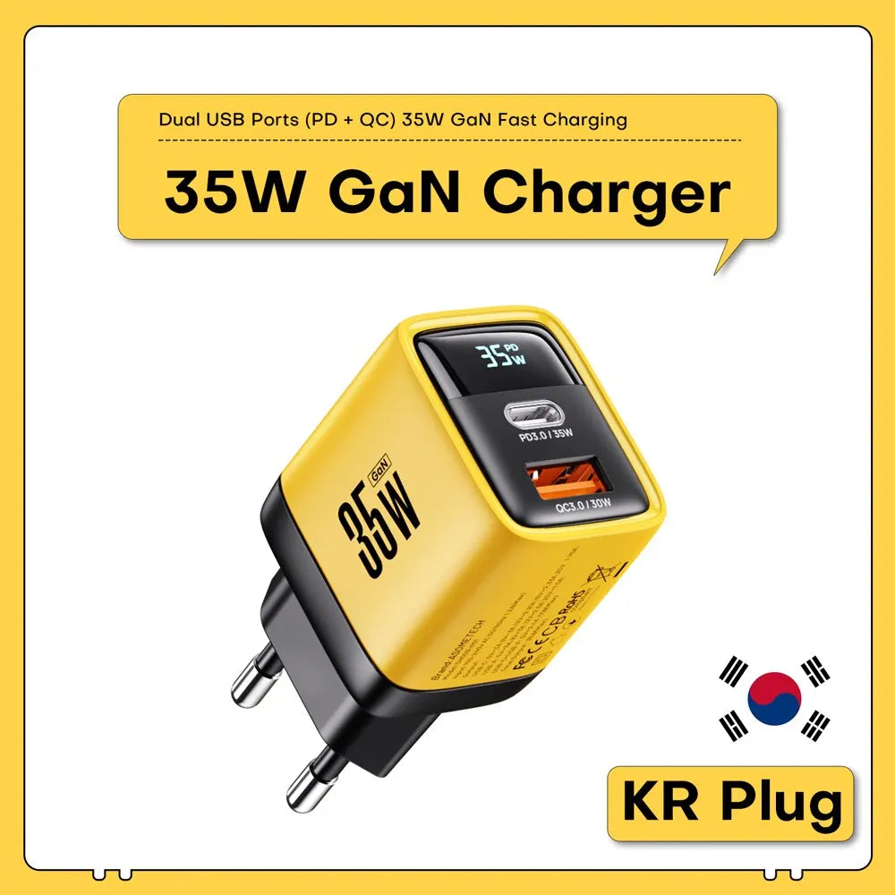 ASOMETECH 35W GaN Charger LED Display QC3.0 30W 25W PD PPS Quick Charge USB Type C Charger For iPhone 14 Pro Samsung S23 Xiaomi