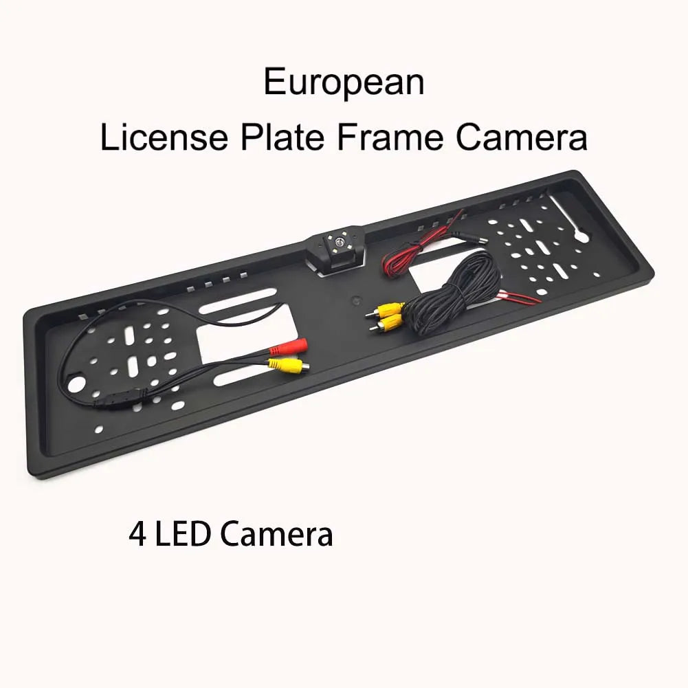 4/8/12LED European License Plate Rearview Camera Frame Reverse Backup Camera Night Vision for Truck Car SUV, Camper Pickup
