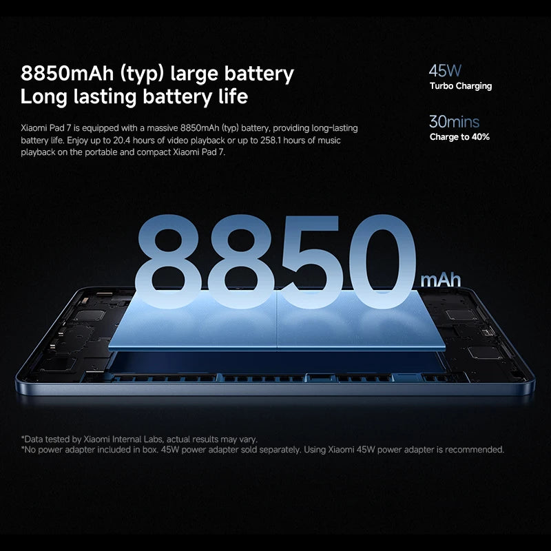 Xiaomi Pad 7 11.2" 3.2K 144Hz Display Snapdragon 7 Gen3 8850mAh 13MP+8MP camera IPv6 support Dolby Atmos Tablet PC Xiaomi Tablet