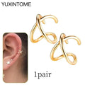 1PC Punk Ear Cuff Plated 24K Gold/925 Silver Conch Clip Earrings For Women Climbers No Piercing Fake Cartilage Earrings