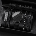 4/5PCS Fashion Leather Strap Men Business Watches Casual Mens Quartz Watch Vintage Bracelets Set Reloj Hombre（Without Box）