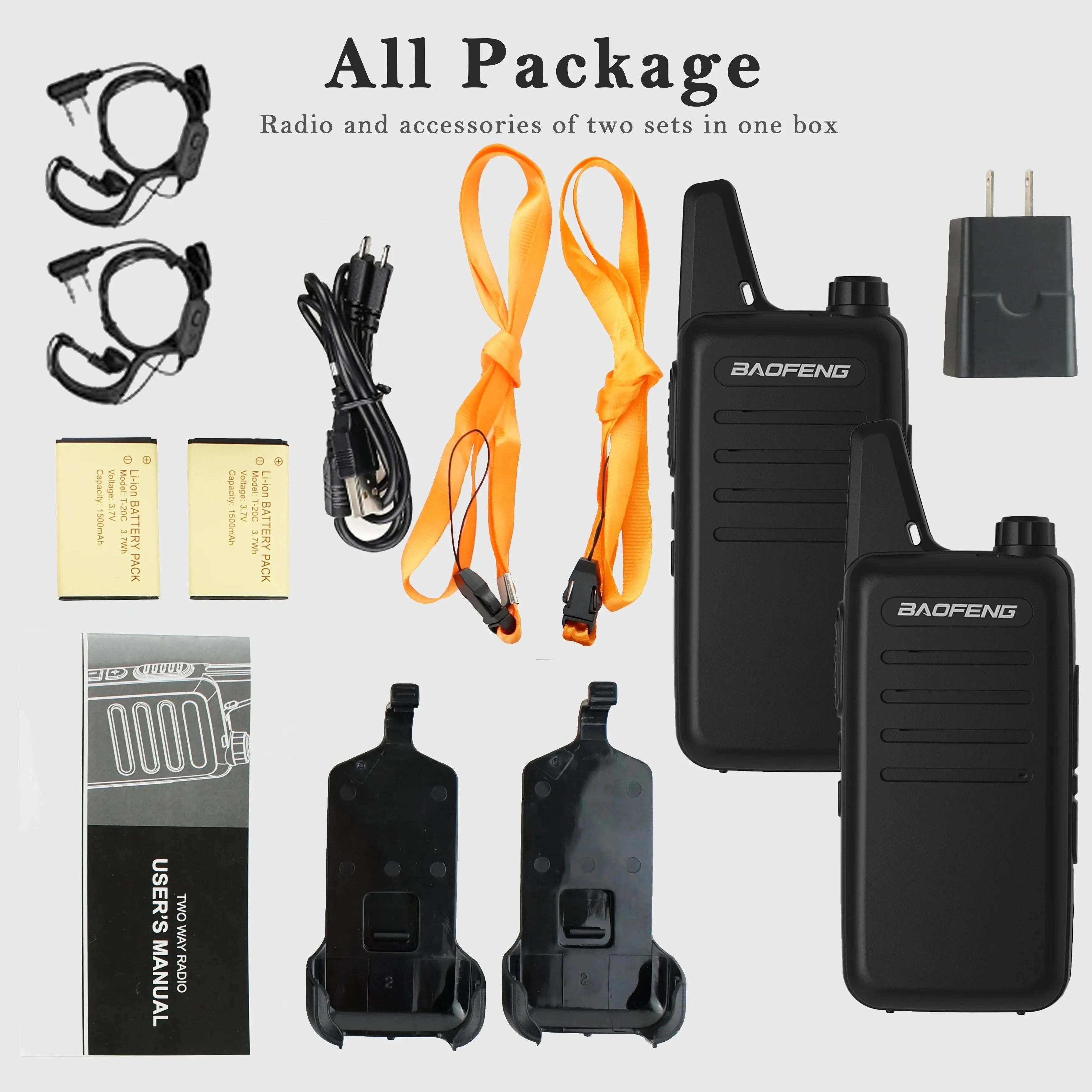 2pcs Baofeng VT-C2 FRS/PMR Hiking Mini Two Way Radio 2 Watt Walkie Talkie for Christmas Gift