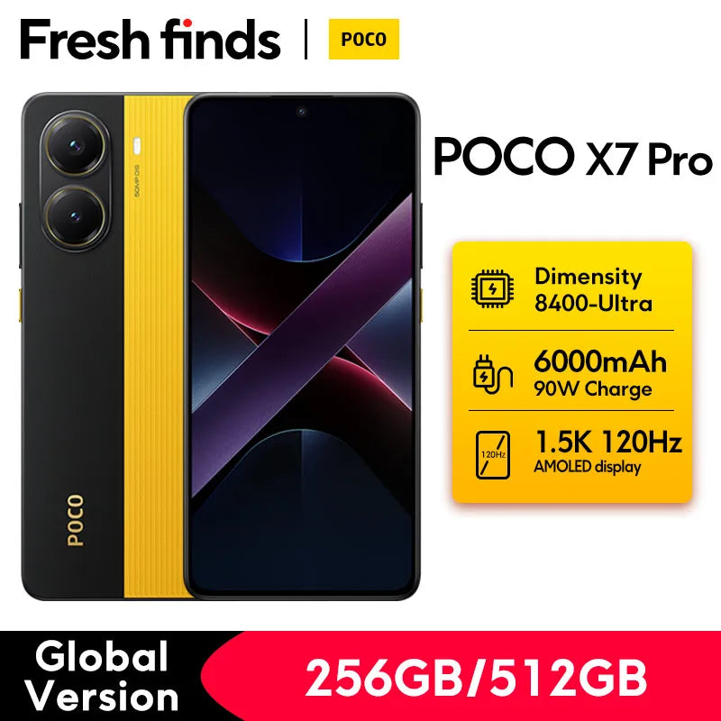 Newest POCO X7 Pro Global Version Mobile Phone 90W HyperCharge 6000mAh Battery Dimensity 8400-Ultra 120Hz 1.5K display IP68 NFC