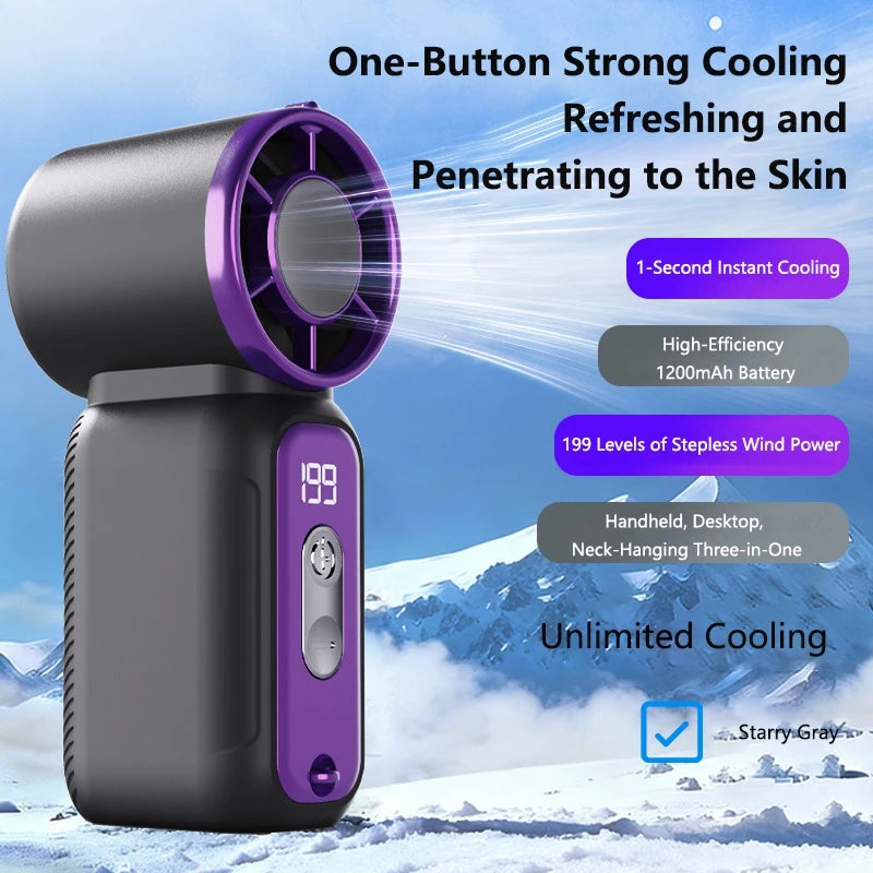 Lenovo Ultra-Quiet Fan Powerful Wind Summer Super Mini USB Rechargeable Quiet Digital DisplayHigh Speed Pocket Fan New