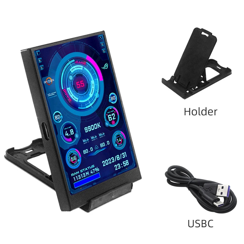 3.5 Inch Type-C Secondary Screen for Computer CPU RAM GPU HDD Monitor 320*480 IPS LCD ISB Display TURZX Software NO AIDA64