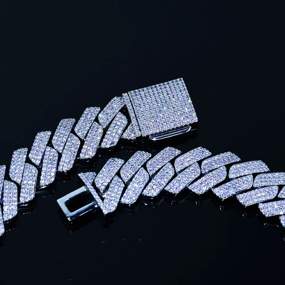 NY Hip Hop Cuban Link Chain Jewelry 20MM Width 3 Rows CZ Men Iced Out Cuban Chains Bling Cubic Zirconial Brass Necklace ﻿