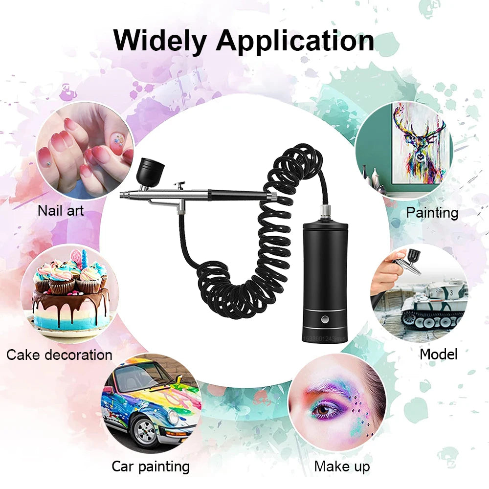Airbrush with Compressor Portable Airbrush Paint Spray Mini Spray Gun Wireless Air Brush Painting Airbrush Kit with Compressor