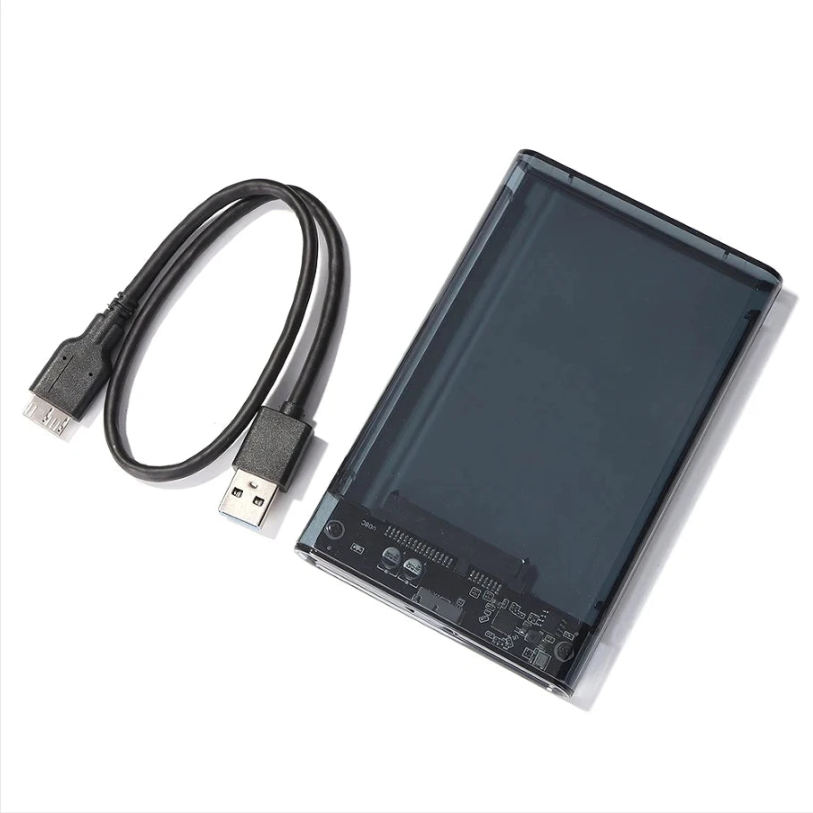USB 2.0 External Hard Drive Enclosure 2.5 inch SATA to USB2.0 UASP Clear Portable Hard Drive Case 2T HDD Tool-Free Transparent