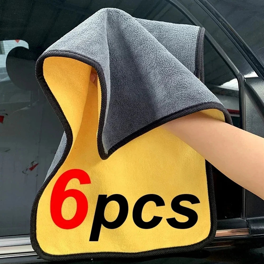 1/2/6pcs Microfiber Cleaning Towel Car Cleaning Cloths Professional Detailing Car Drying Microfiber Towel Wash Towel Accessories
