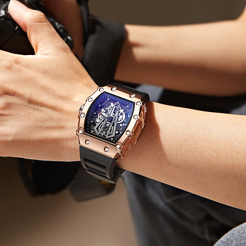 WLISTH Men Skeleton Dial Sport Watches Men Fashion Style Top Brand Luxury Silica Gel Strap Waterproof Quartz Watch Montre Homme