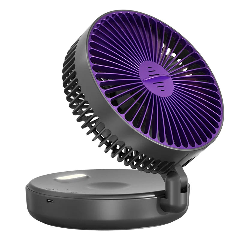 5000mAh Foldable Glow-in-the-Dark Fan Wall Mount Portable Quiet High-Speed Air Circulation Fan for Students Office Desk Fan