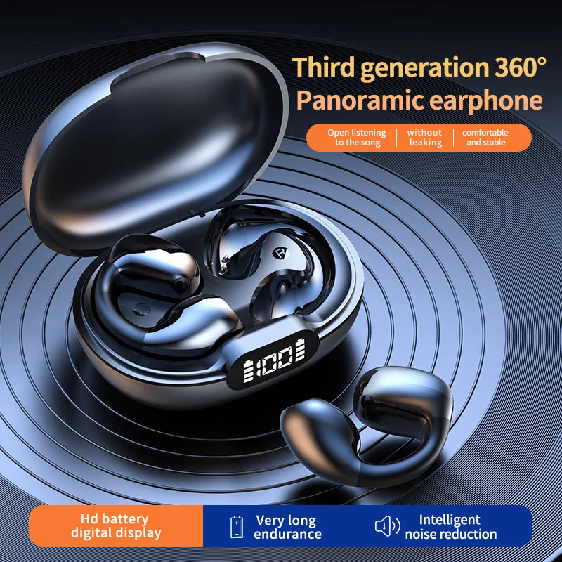 Soleeanre Portable Wireless Headphone Sports Earphone Earbud Ear Clip Design Calling HiFi Sound With Microphone