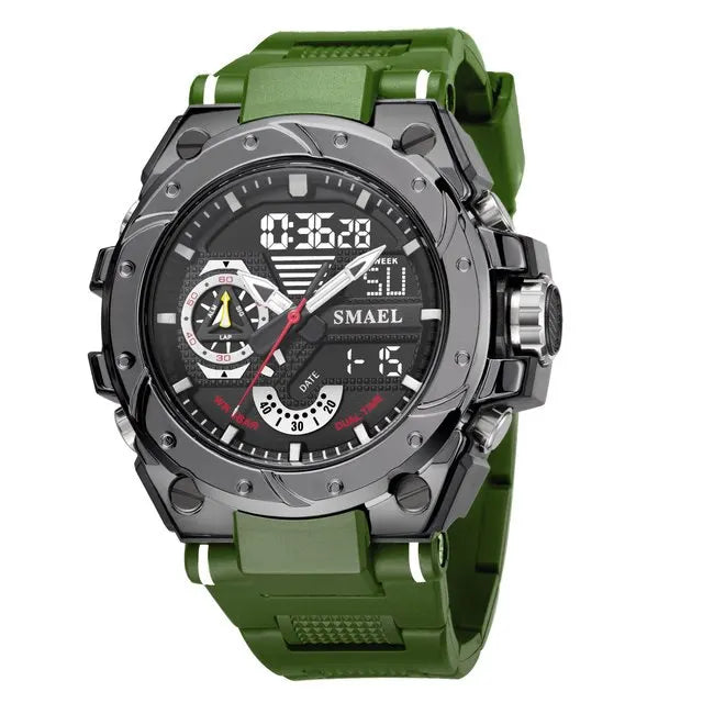 SMAEL Sport Quartz Watches LED DisplayShock Resistant 50M Waterproof Alarm Clock Analog Digitals 8060 For Men
