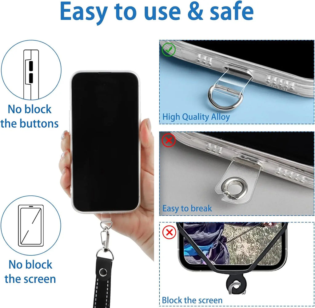 10/5/1Pcs Universal Tpu Mobile Phone Anti-lost Xyun Lanyard Card Gasket Nylon Detachable Phone Hanging Cord Strap Patch Tether