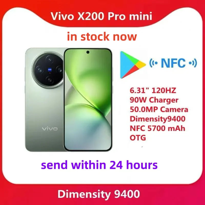 Original New Vivo X200 Pro mini Mobile Phone 6.31" 120HZ 90W Charger 50.0MP Camera Dimensity9400 NFC 5700 mAh OTG