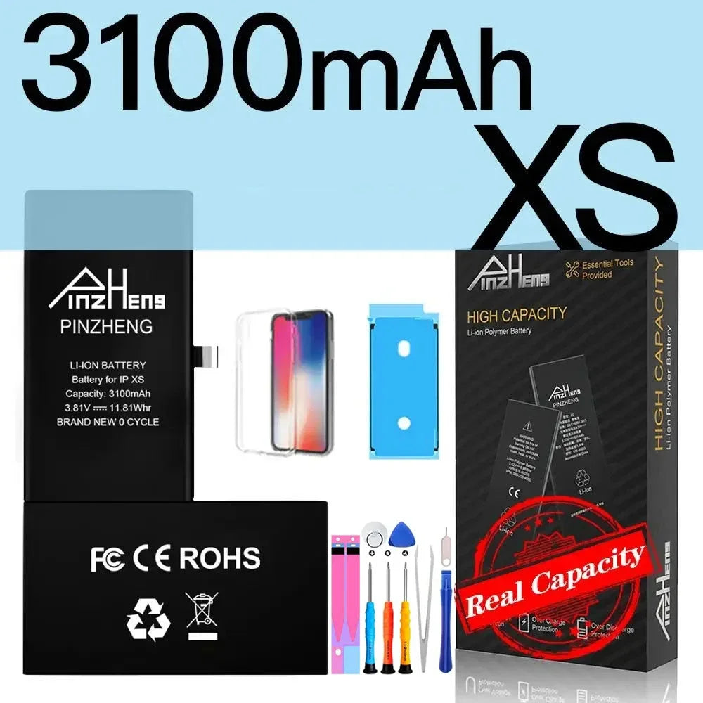 PINZHENG Real High Capacity Battery For iPhone 5S SE 6 6S 7 8 Plus X Xr Xs Max Phone Replacement Bateria Warranty One Year