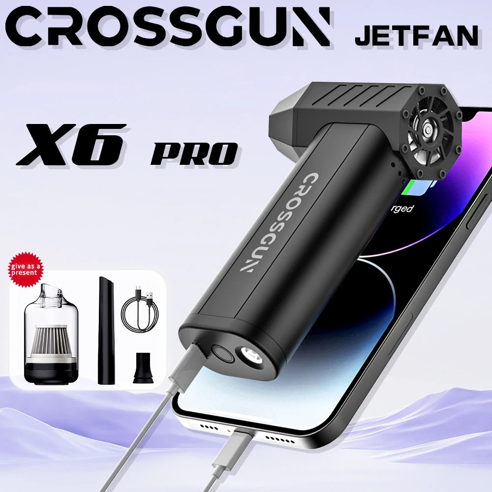 CROSSGUN New Jet Fan Strong Portable Power Handheld Dust Elimination Computer Hurricane Storm Source Turbo Jetfan LED X6 Pro