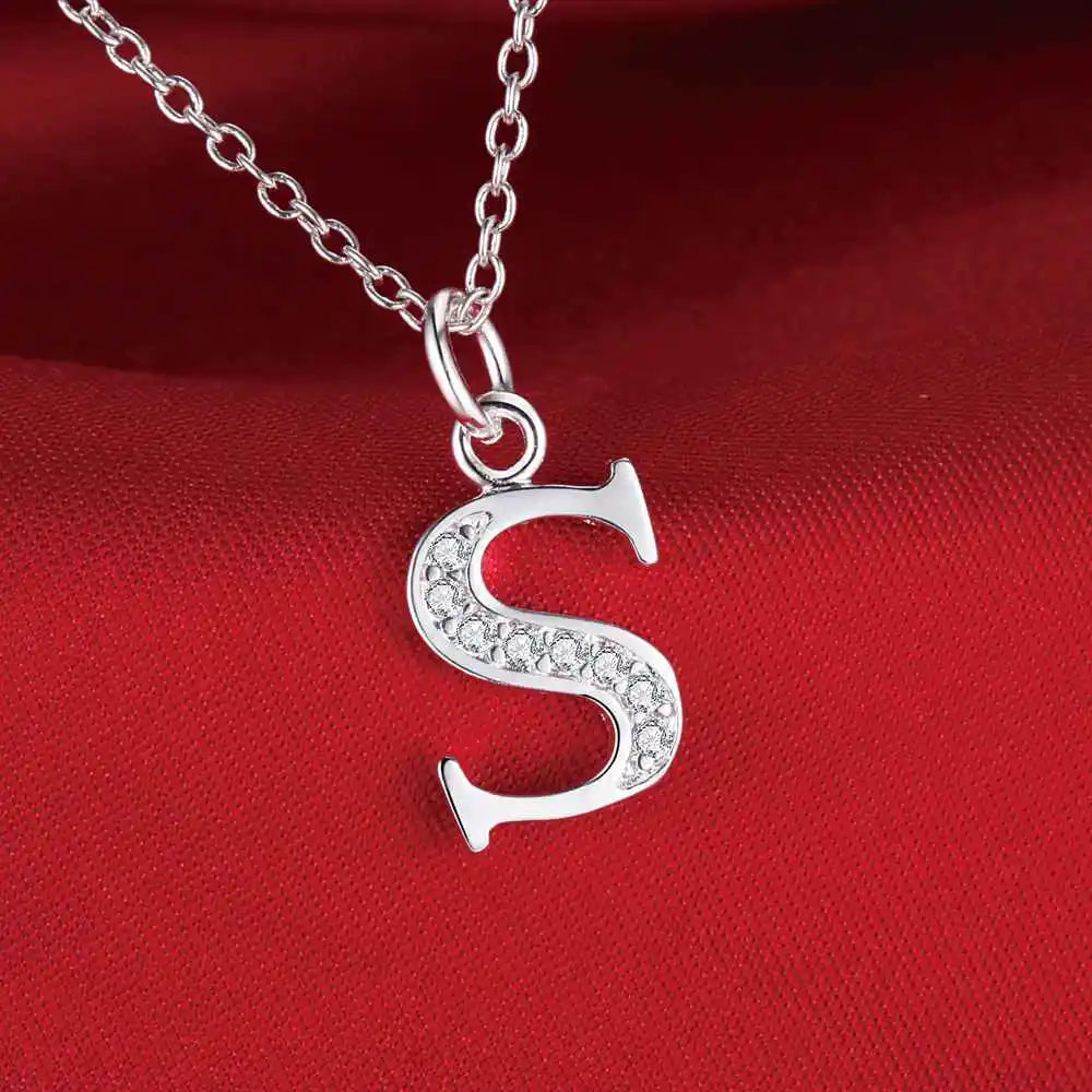 925 Sterling Silver 26 Letters Necklace Pendant for Women Wedding Engagement Jewelry Fashion Classics Gift Party High quality