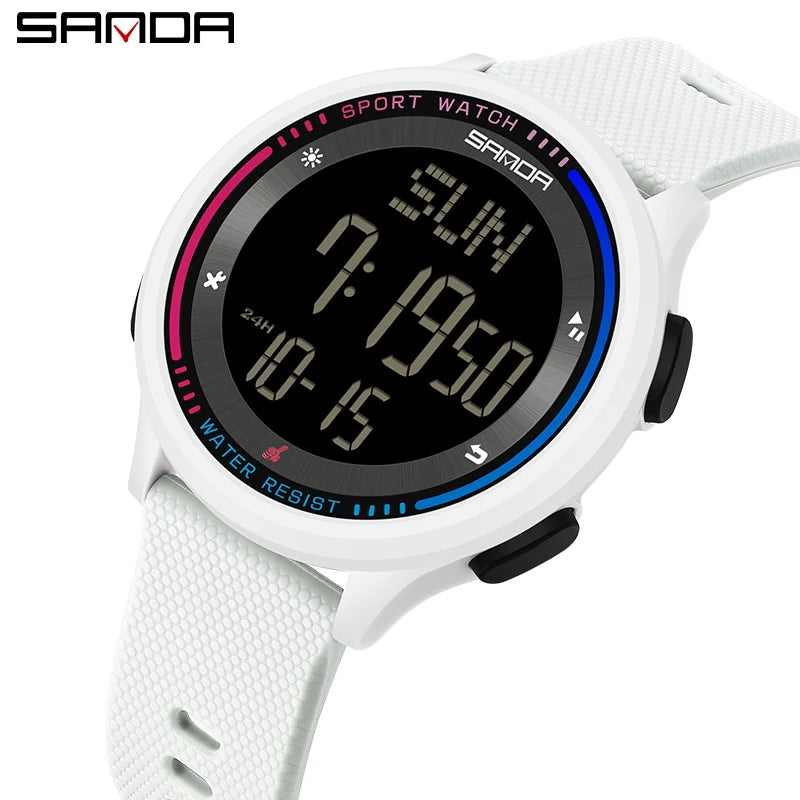 SANDA Men's Watch Multiple Functions Outdoor Sports Stopwatch Waterproof Digital Movement LED Men Wrist Electronic Alarm Watches
