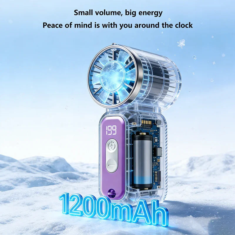 Lenovo Best Selling Summer Super Mini Rechargeable Handheld High Speed Fan Powerful Wind Ultra Quiet Digital Display Pocket Fan