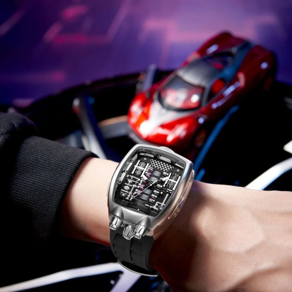 Personalized Creative Alien Y2k Transparent Hollow Design Quartz Watch Mens Special Unique Case Design Fashion Men Watch Clock