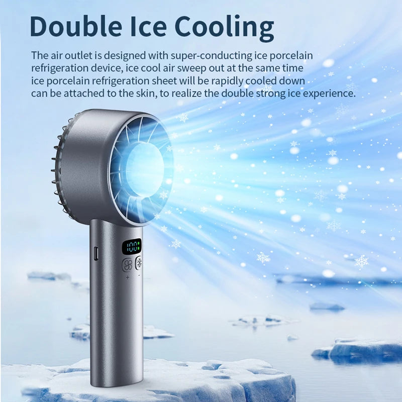 Lenovo Ice-Cooling High-Speed Cooling Handheld Fan USB Rechargeable 5200mAh Portable Mini Fan for Travel Camping Outdoor 2026
