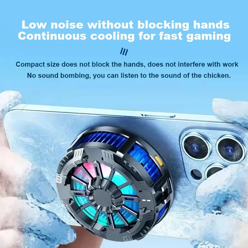 Magnetic Wireless Charger Phone Back Clip Coooler Fan Radiator RGB Light For Magsafe iPhone 16 15 14 13 12 Pro Max Fast Charging