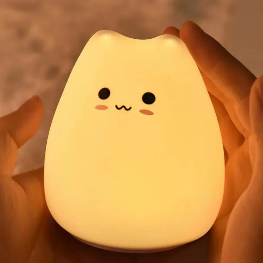 LED Nigh tlight 7 Colors Soft Cute Cat Night Light Kitty Lamp Birthday Gift Kids Baby Toddler Teen Silicone Kawaii Nursery