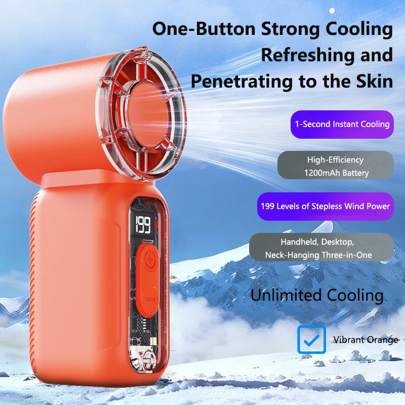 Lenovo USB Rechargeable Mini Handheld Fan Ultra-Quiet Digital Display Small Electric Fan Powerful Wind Personal Cooling Fan New