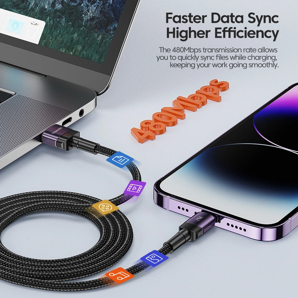 Toocki USB iPhone Cable 2Pack Aluminum Fast Charging Charger USB to iP Cable for iPhone 14 13 12 Pro Max X 8 Plus iPad Data Cord