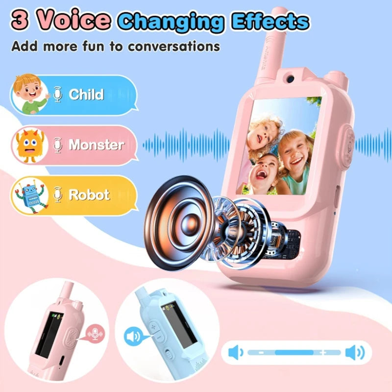 Video Walkie Talkies for Kids 2 Pack Rechargeable Intercom Walkie-talkie Cute 2 Inch Screen One-Click Call For Kids Gifts