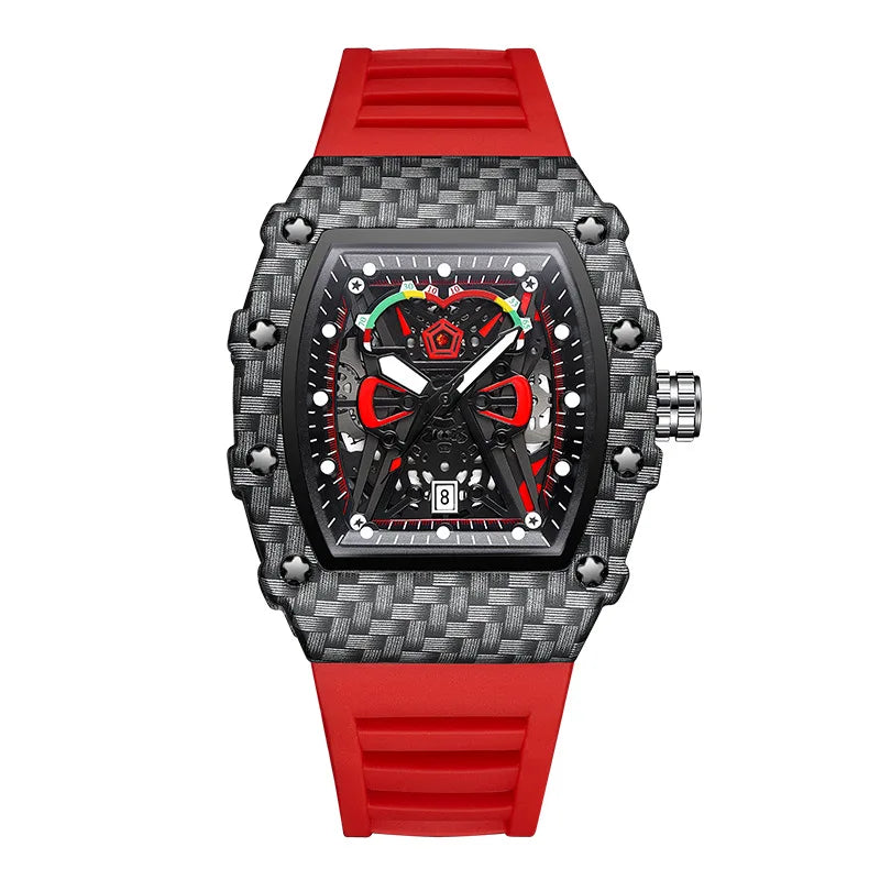 UTHAI CQ232 New Concept New Watch Men's Trendy Waterproof Glow Men's Watch Personalized Watch Silicone Wine Barrel Quartz Watch