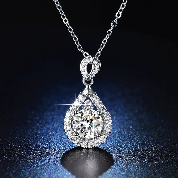 925 Sterling Silver Necklace Pendant Shining water droplet Zircon for Women Wedding Jewelry Engagement Charm Party Gift royal