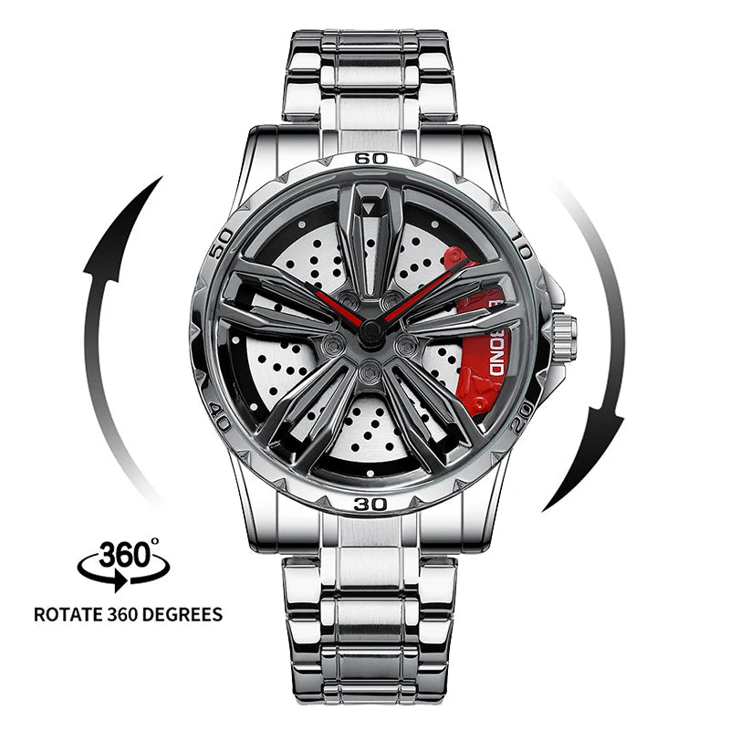 UTHAI Automotive Wheel Hub Hollow Mechanical Watch Luxury Fashion Wheel Hub Waterproof Stainless Steel Men's Watch V002