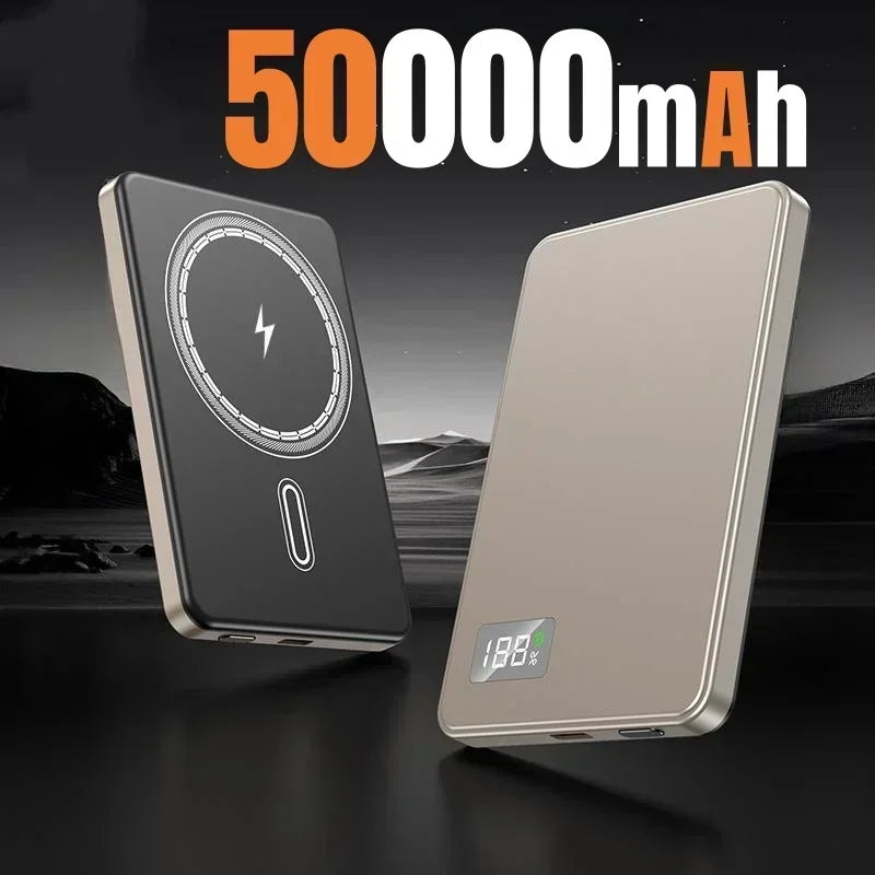 500000mAh Wireless Magnetic Power Bank Fast Charging Portable PD22.5W External Battery for Magsafe for iPhone17 Samsung Xiaomi