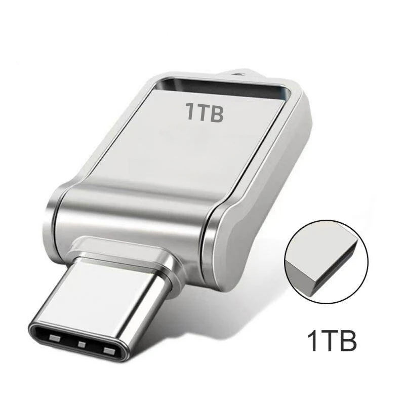 2TB USB 3.2 Flash Drive High Speed Metal U Disk Type-c Interface Dual-use Flash Memory Stick For Phone Windows Computer
