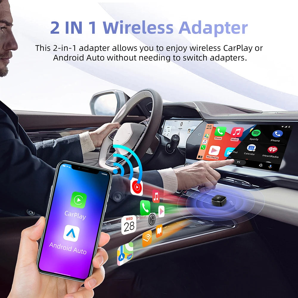 Smallest LEXXSON Wireless CarPlay Adapter MINI Ultra Android Auto Box USB Dongle Plug and Play for OEM Car Seamless Connection